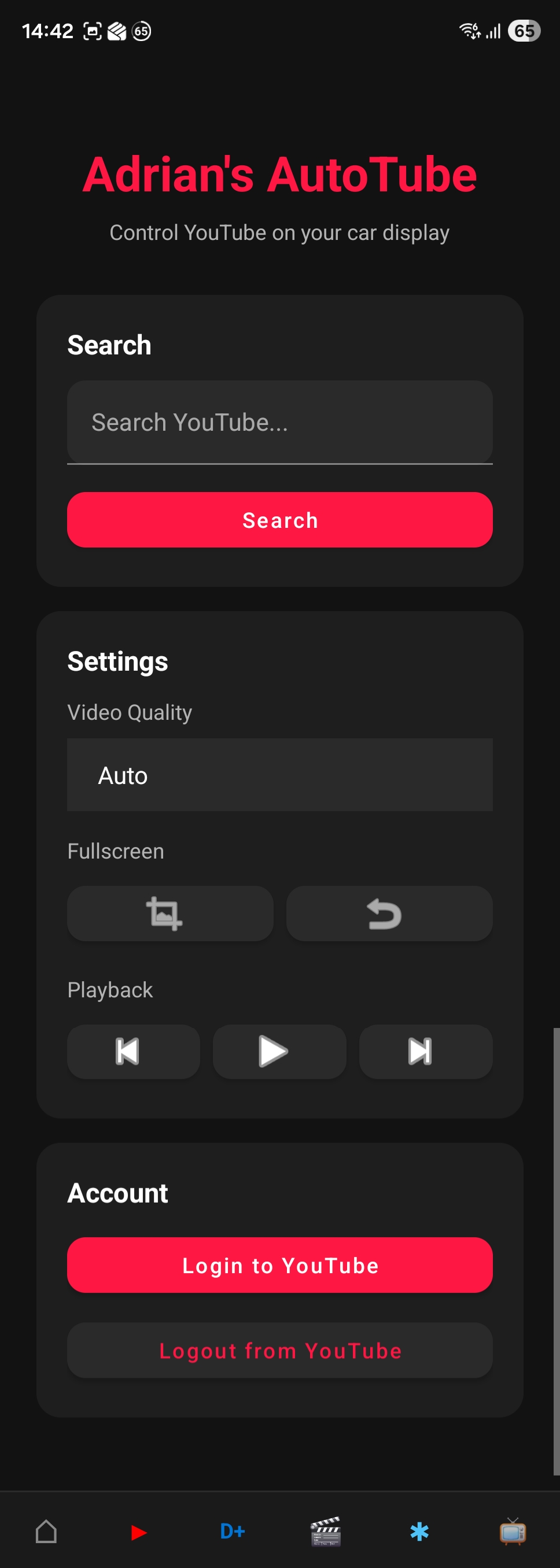 YouTube screen